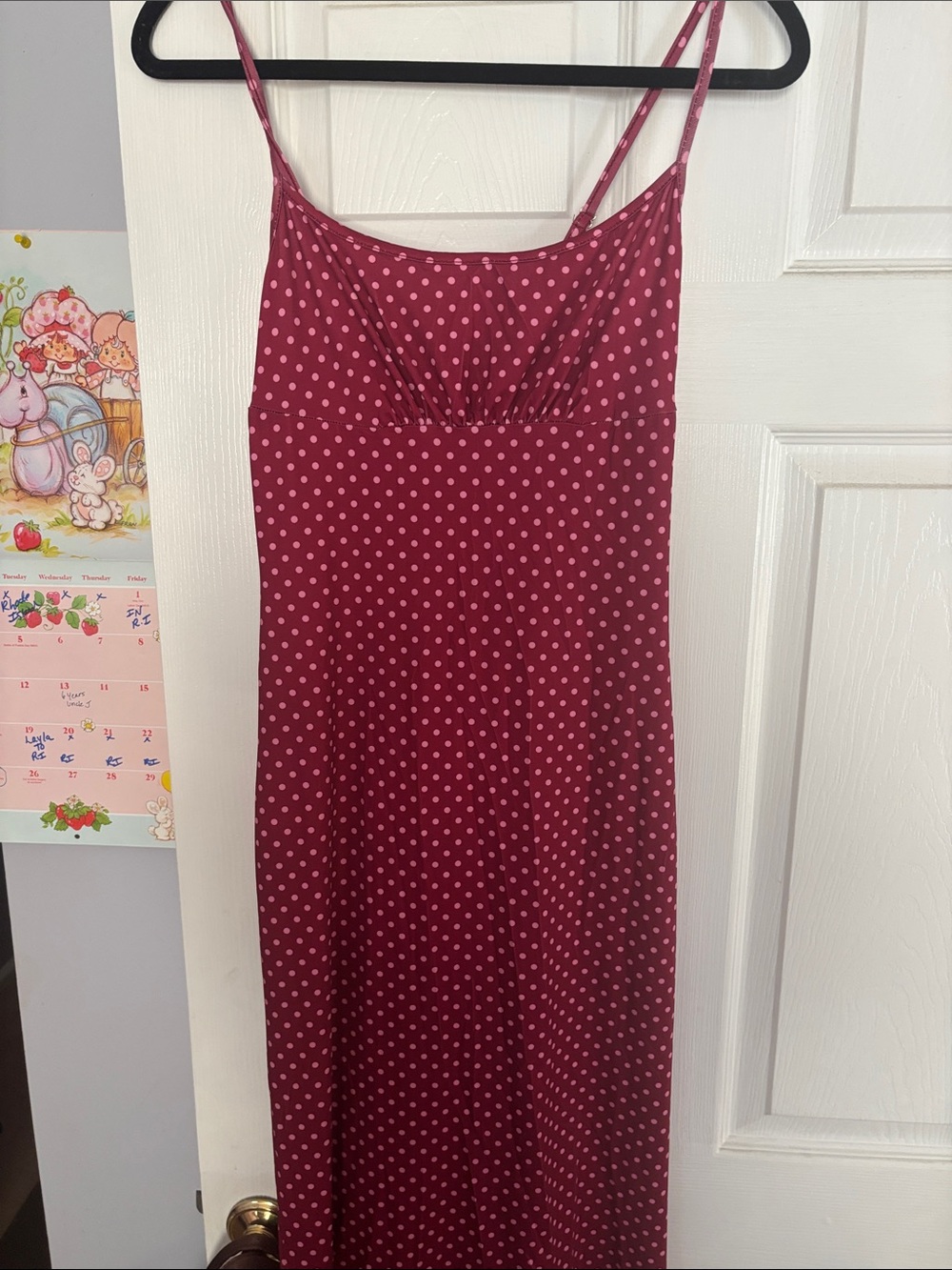 Sleeveless Burgundy Polka Dot Slip Summer Dress